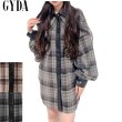 画像1: GYDA ( ジェイダ ) - フェイクレザードッキングCHECKシャツ (1)