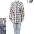 画像1: GYDA ( ジェイダ ) - デニムドッキングチェック BIGシャツ (1)