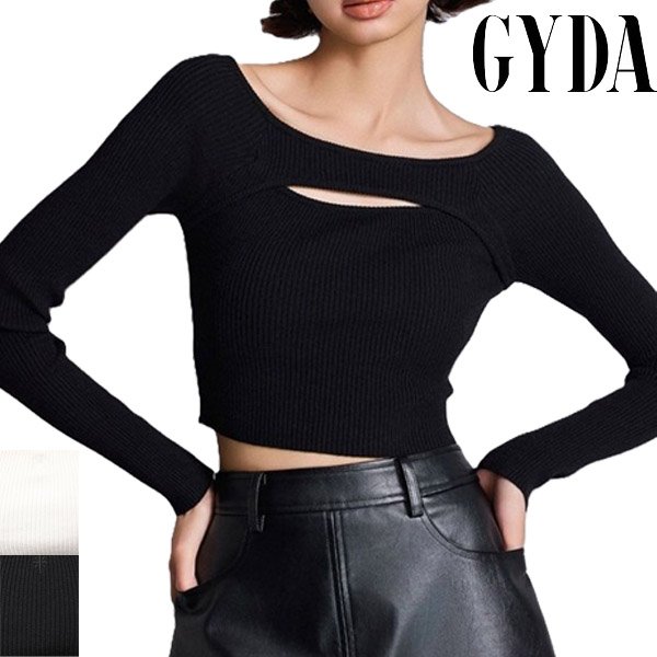 画像1: GYDA ( ジェイダ ) - FRONT OPENリブニットトップス (1)