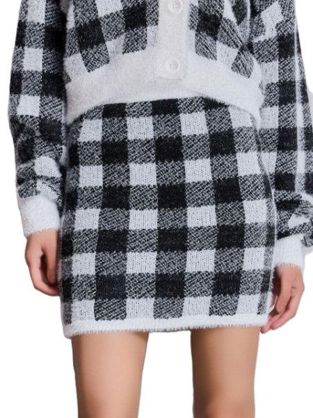 画像2: GYDA ( ジェイダ ) - CHECK shaggy ニットスカートライクショートパンツ (2)