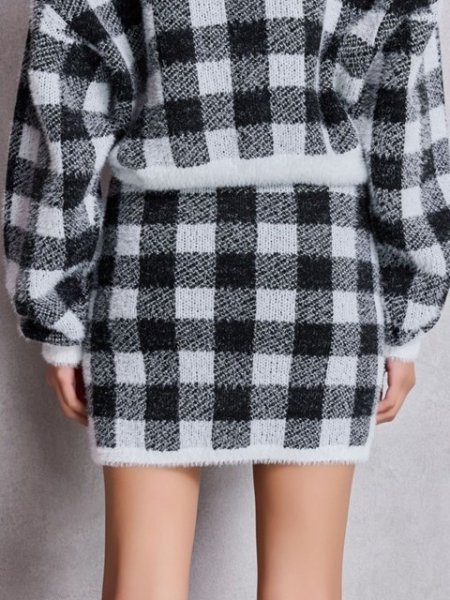 画像3: GYDA ( ジェイダ ) - CHECK shaggy ニットスカートライクショートパンツ (3)