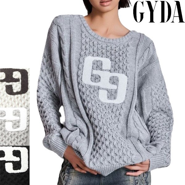 画像1: GYDA ( ジェイダ ) - GGサガラ刺繍ケーブルニットトップス (1)