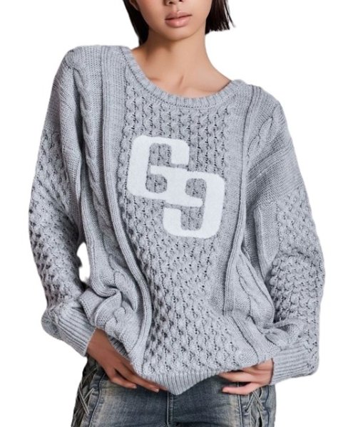 画像3: GYDA ( ジェイダ ) - GGサガラ刺繍ケーブルニットトップス (3)