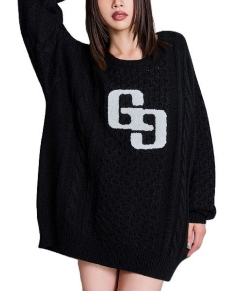 画像4: GYDA ( ジェイダ ) - GGサガラ刺繍ケーブルニットトップス (4)