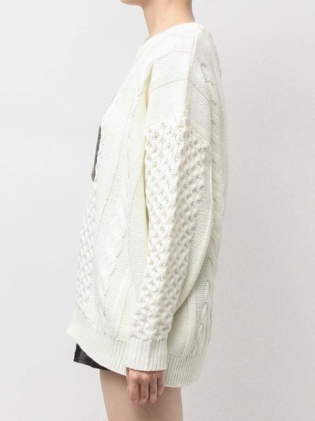 画像6: GYDA ( ジェイダ ) - GGサガラ刺繍ケーブルニットトップス (6)