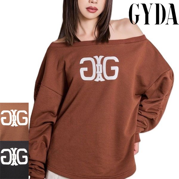 画像1: GYDA ( ジェイダ ) - アームギャザーSymmetry GYDAオフショルスウェットトップス (1)