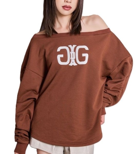 画像2: GYDA ( ジェイダ ) - アームギャザーSymmetry GYDAオフショルスウェットトップス (2)