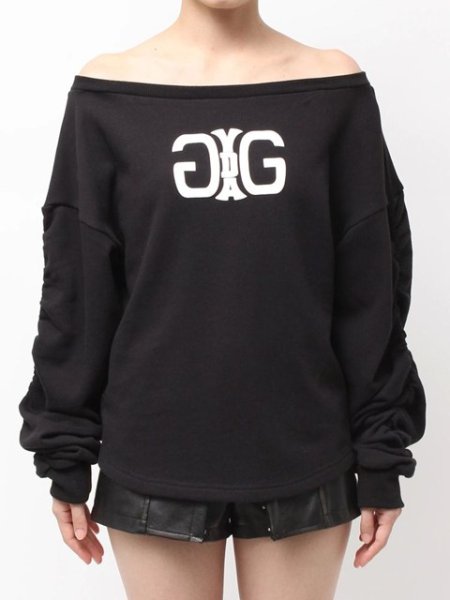 画像4: GYDA ( ジェイダ ) - アームギャザーSymmetry GYDAオフショルスウェットトップス (4)