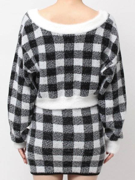 画像5: GYDA ( ジェイダ ) - CHECK shaggyニットカーディガン (5)