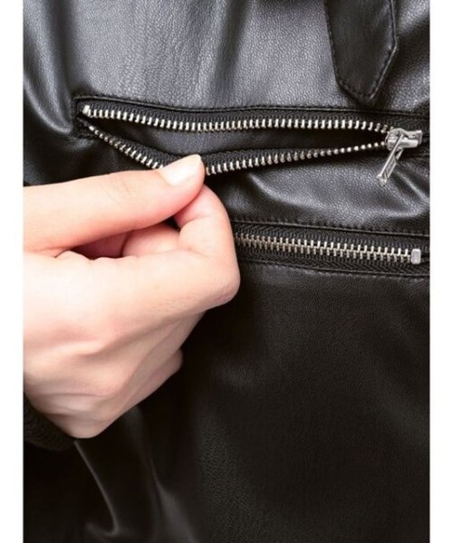 画像12: jouetie ( ジュエティ ) - フェイクレザーライダースMA-1ジャケット (12)