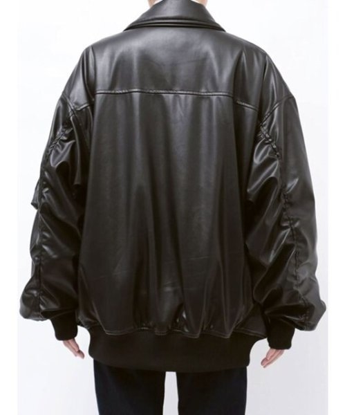 画像3: jouetie ( ジュエティ ) - フェイクレザーライダースMA-1ジャケット (3)