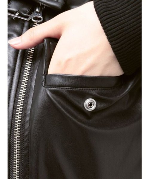 画像6: jouetie ( ジュエティ ) - フェイクレザーライダースMA-1ジャケット (6)