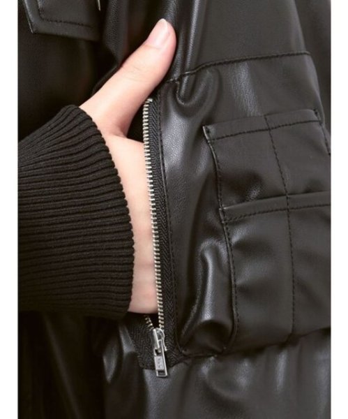 画像7: jouetie ( ジュエティ ) - フェイクレザーライダースMA-1ジャケット (7)