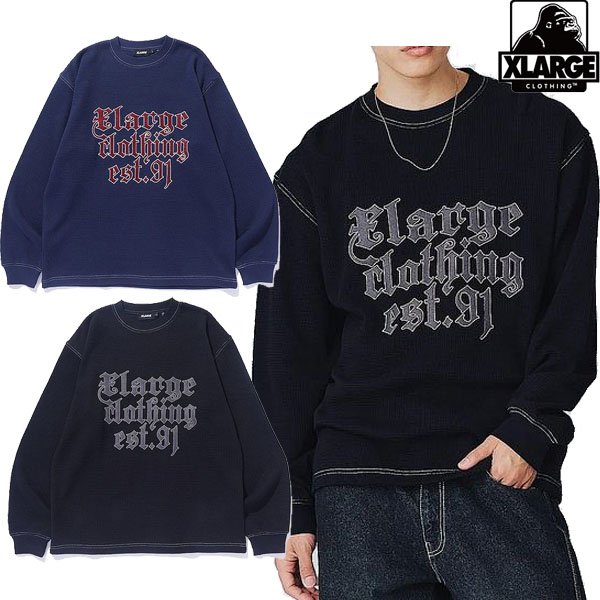 画像1: XLARGE ( エクストララージ ) - OLD ENGLISH EST.91 THERMAL L/S TOP (1)