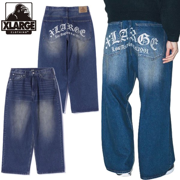 画像1: XLARGE ( エクストララージ ) - OLD ENGLISH BAGGY DENIM PANTS (1)