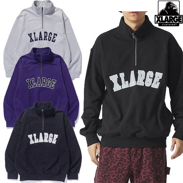 画像1: XLARGE ( エクストララージ ) - ARCH LOGO HALF ZIP SWEATSHIRT (1)