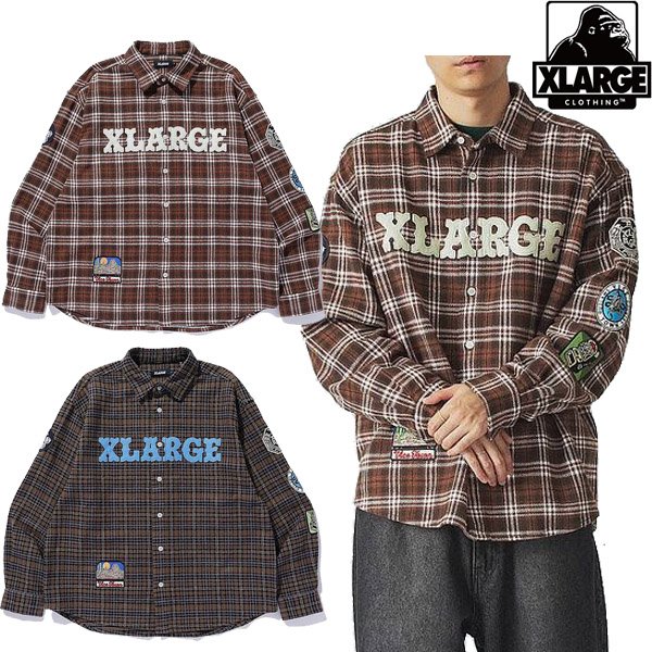 画像1: XLARGE ( エクストララージ ) - PATCHED FLANNEL SHIRT (1)