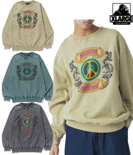 画像1: XLARGE ( エクストララージ ) - OVERDYED CREST CREWNECK SWEATSHIRT (1)