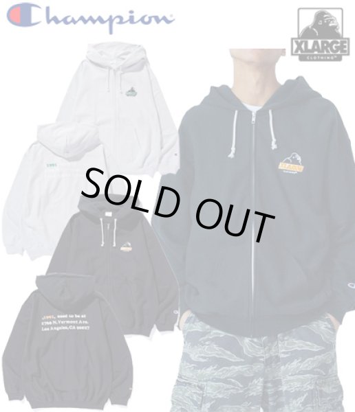 画像1: XLARGE ( エクストララージ ) - XLARGE×Champion REVERSE WEAVE ZIP HOODED SWEATSHIRT (1)