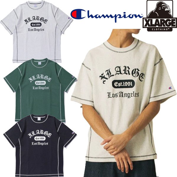 画像1: XLARGE ( エクストララージ ) - XLARGE×Champion REVERSE WEAVE STICHED S/S TEE (1)