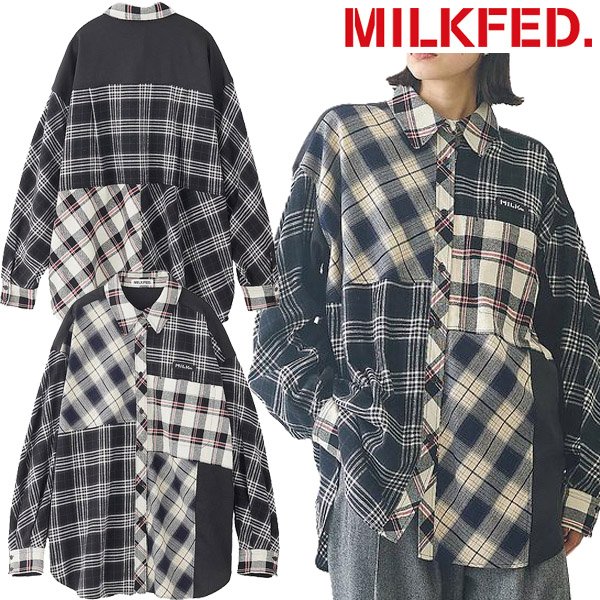 画像1: MILKFED ( ミルクフェド ) - PLAID PATCHWORK SHIRT (1)