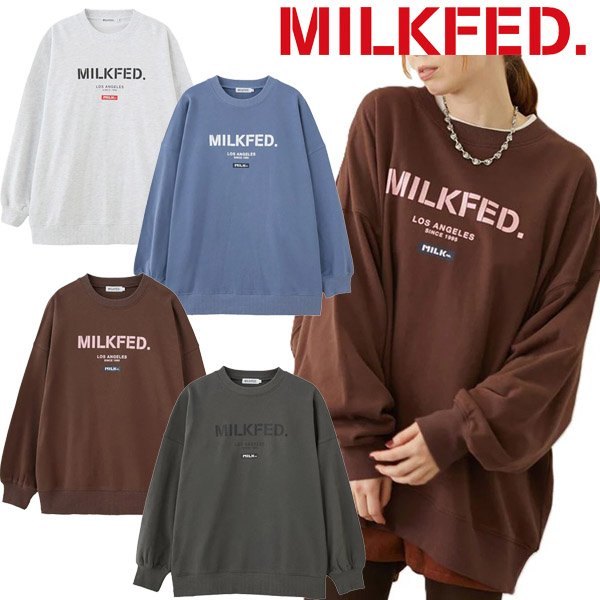 画像1: MILKFED ( ミルクフェド ) - STENCIL AND BAR LOGO BIG SWEAT TOP (1)