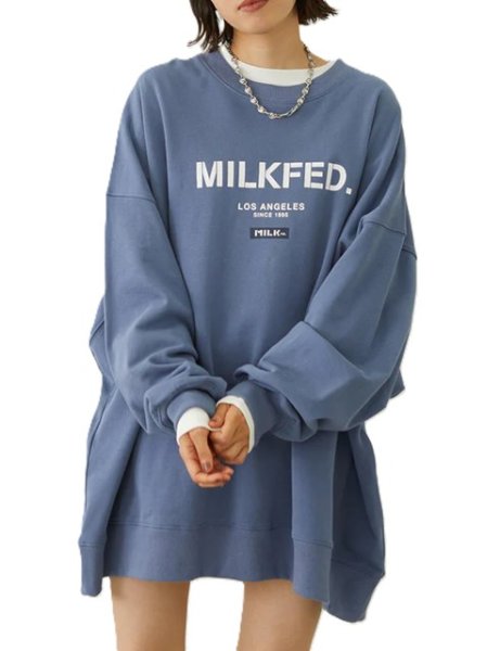 画像12: MILKFED ( ミルクフェド ) - STENCIL AND BAR LOGO BIG SWEAT TOP (12)