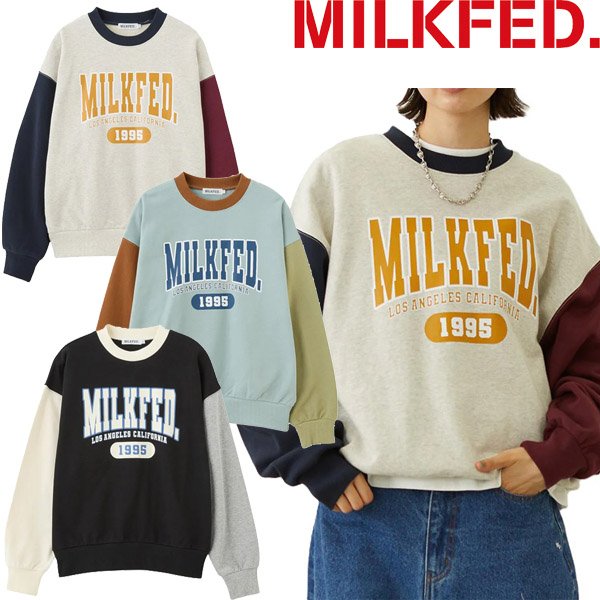 画像1: MILKFED ( ミルクフェド ) - COLOR BLOCK SWEAT TOP (1)