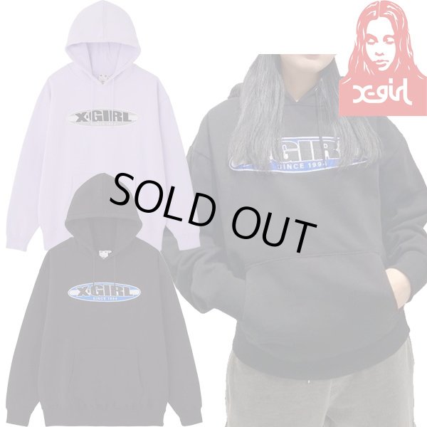 画像1: X-girl ( エックスガール ) - COLOR CONTRAST OVAL LOGO PATCH SWEAT HOODIE (1)