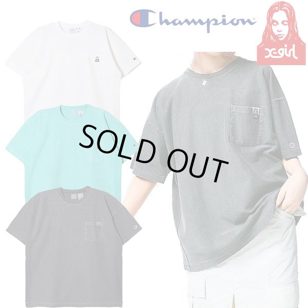 画像1: X-girl ( エックスガール ) - X-girl × Champion REVERSE WEAVE R PIGMENT DYED POCKET S/S TEE (1)