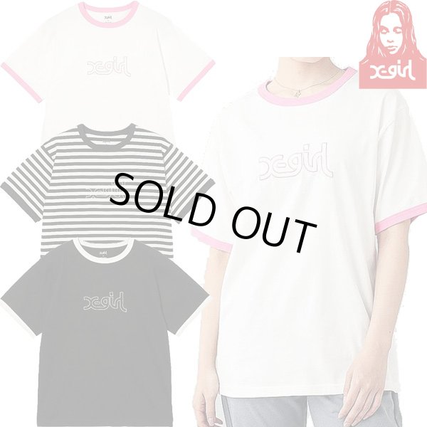 画像1: X-girl ( エックスガール ) - OUTLINE MILLS LOGO S/S RINGER TEE (1)