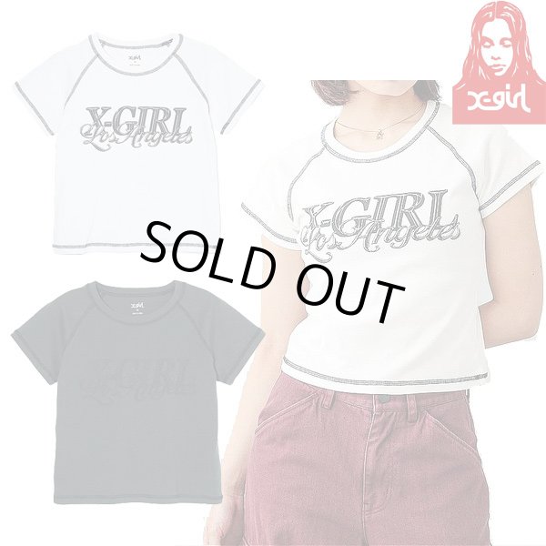 画像1: X-girl ( エックスガール ) - CHROME EFFECT LOGO RAGLAN S/S BABY TEE (1)