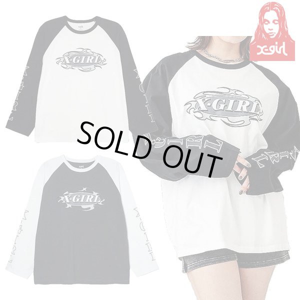 画像1: X-girl ( エックスガール ) - CURVED OVAL LOGO B/B BIG TEE (1)