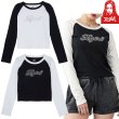 画像1: X-girl ( エックスガール ) - RHINESTONE SCRIPT LOGO L/S RAGLAN BABY TEE (1)