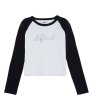 画像2: X-girl ( エックスガール ) - RHINESTONE SCRIPT LOGO L/S RAGLAN BABY TEE (2)