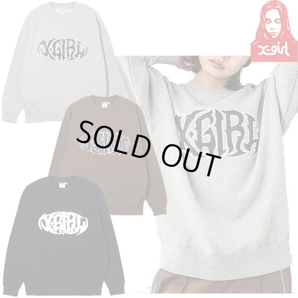 画像1: X-girl ( エックスガール ) - TRIBAL SHAPED LOGO PATCH CREWNECK SWEAT TOP (1)