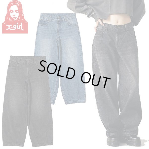 画像1: X-girl ( エックスガール ) - LOW RISE HEM TUCK DENIM PANTS (1)
