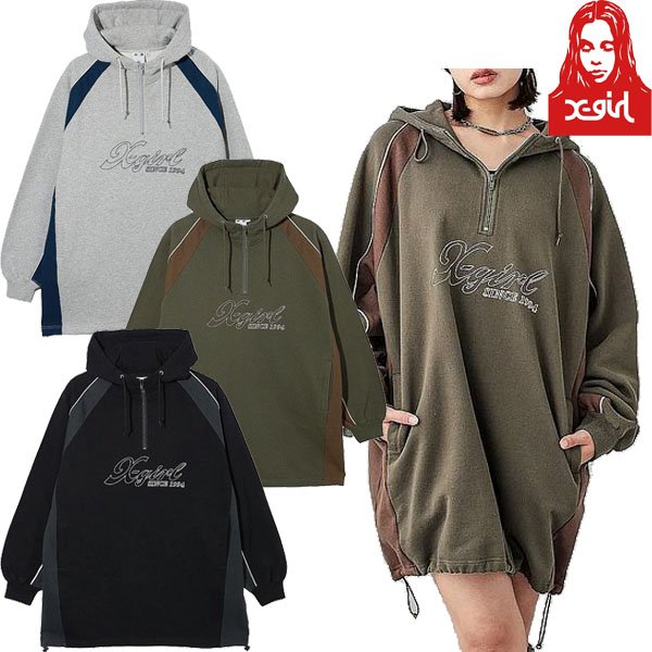 画像1: X-girl ( エックスガール ) - PANELED SWEAT ANORAK DRESS (1)