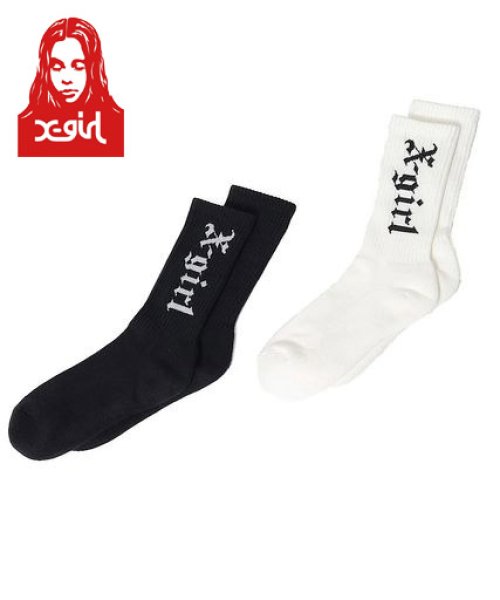 画像1: X-girl ( エックスガール ) - OLD ENGLISH LOGO RIB SOCKS (1)