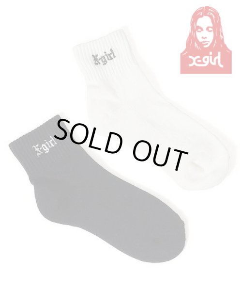 画像1: X-girl ( エックスガール ) - OLD ENGLISH LOGO SHORT RIB SOCKS (1)