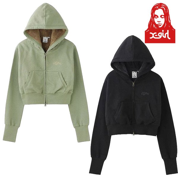 画像1: X-girl ( エックスガール ) - LINING BOA COMPACT ZIP UP HOODIE (1)