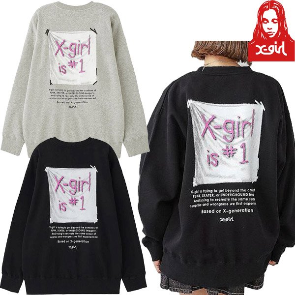 画像1: X-girl ( エックスガール ) - X-girl FLAG BIG SWEAT TOP (1)