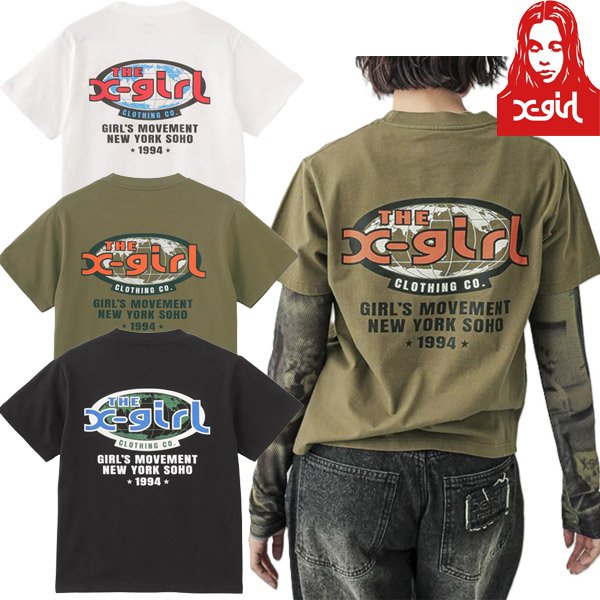 画像1: X-girl ( エックスガール ) - GLOBE OVAL LOGO S/S TEE (1)