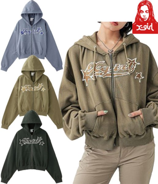 画像1: X-girl ( エックスガール ) - X-girl STAR LOGO ZIP UP HOODIE (1)