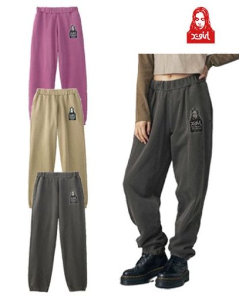 画像1: X-girl ( エックスガール ) - MESSAGE AND FACE PATCH FADED SWEAT PANTS (1)