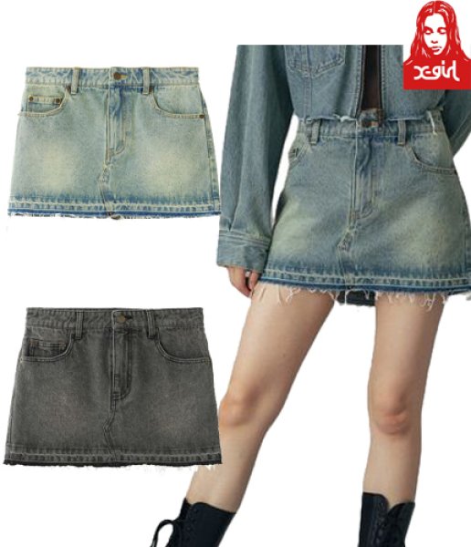 画像1: X-girl ( エックスガール ) - LOW RISE DENIM MINI SKIRT (1)