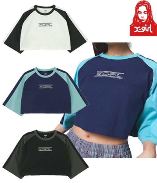 画像1: X-girl ( エックスガール ) - SHOULDER PANELED B/B TEE (1)