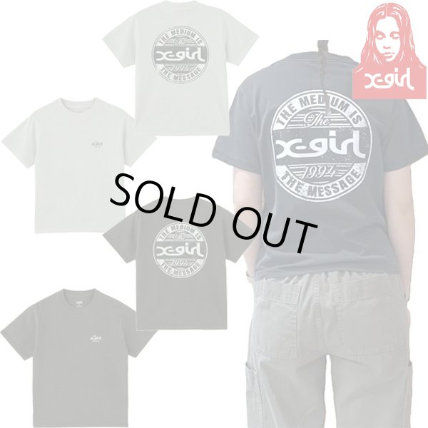 画像1: X-girl ( エックスガール ) - PIGMENT DISTRESSED CIRCLE LOGO S/S TEE (1)
