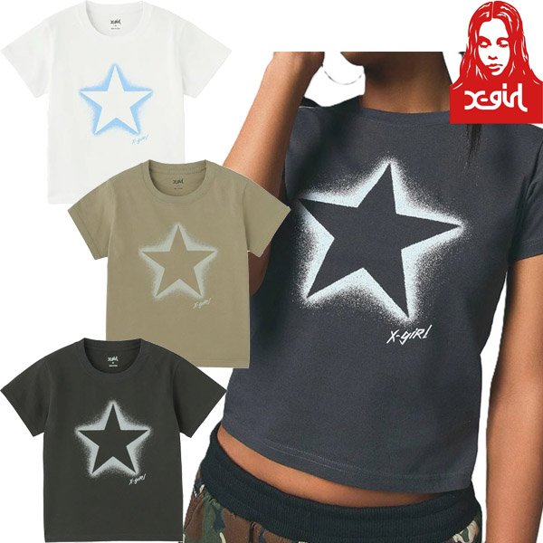 画像1: X-girl ( エックスガール ) - PIGMENT DISTRESSED CIRCLE LOGO S/S TEE (1)