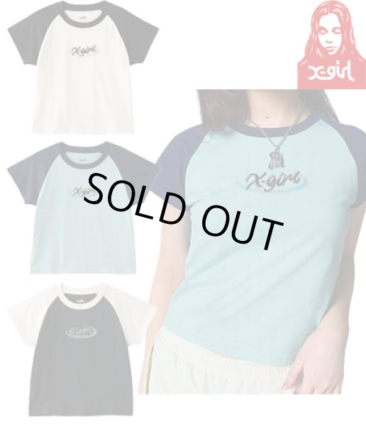 画像1: X-girl ( エックスガール ) - SPRAY ART AND EMBROIDERY RAGLAN S/S BABY TEE (1)